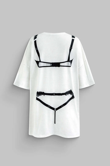 Bikini Imprimer le cou rond Mini Robe de t-shirt