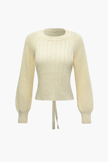 Knot Backless Long Sleeve Knit Top