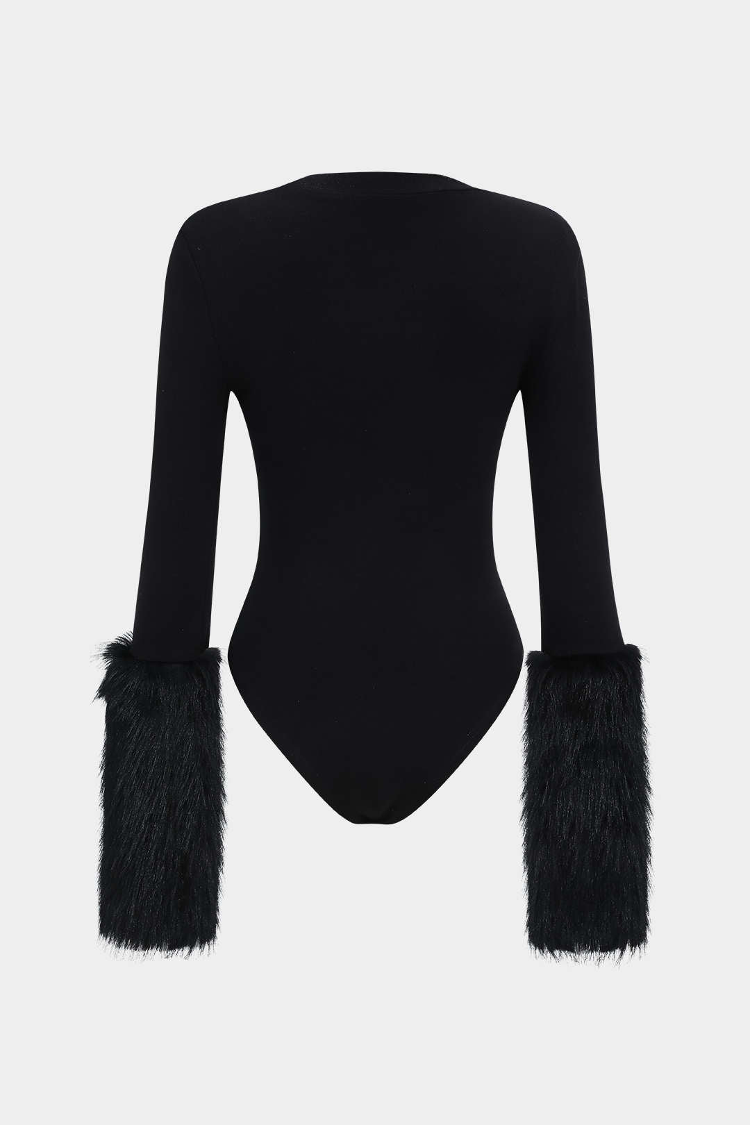 Patchwork Fur Long Sleeve Bodysuit