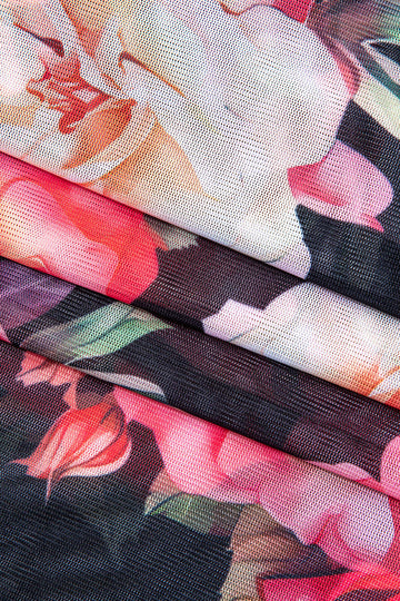Floral Print Sheer Mesh Cami Maxi Dress