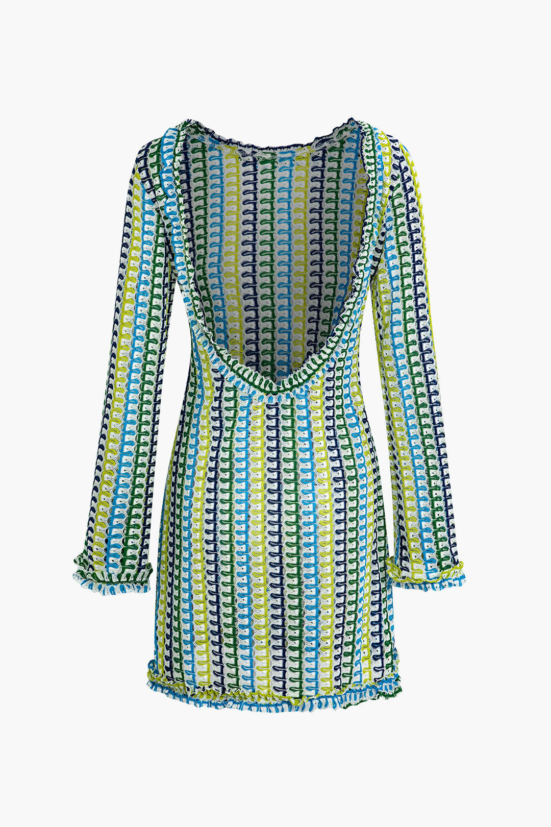 Striped Crochet Backless Mini Dress