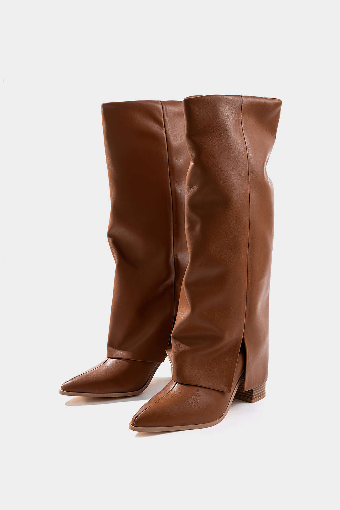 Leather Pointed Knee High Boots