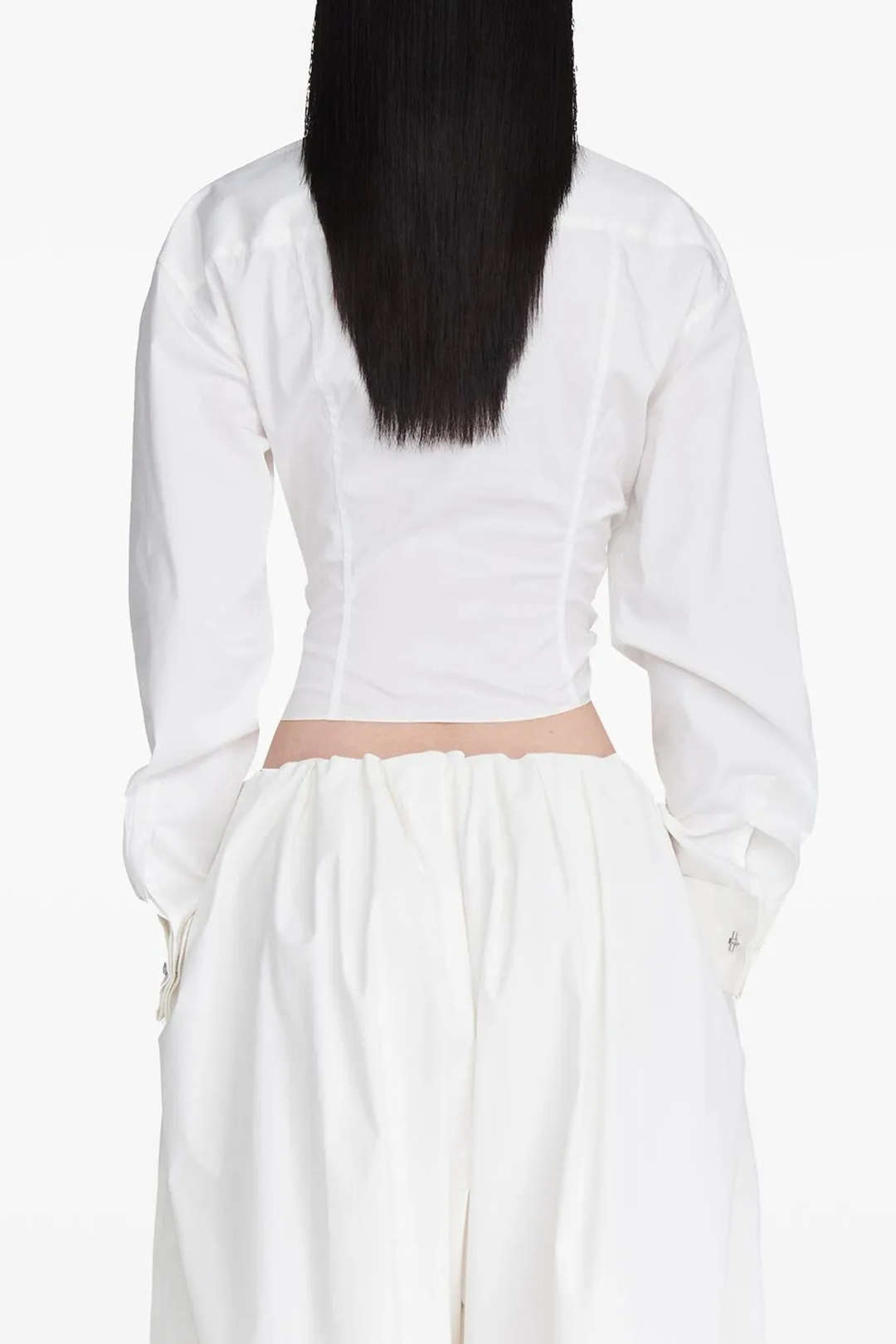 Ruched Drawstring Long-Sleeve Shirt