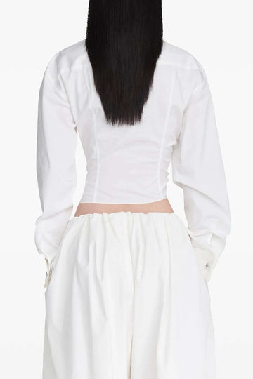 Ruched Drawstring Long-Sleeve Shirt
