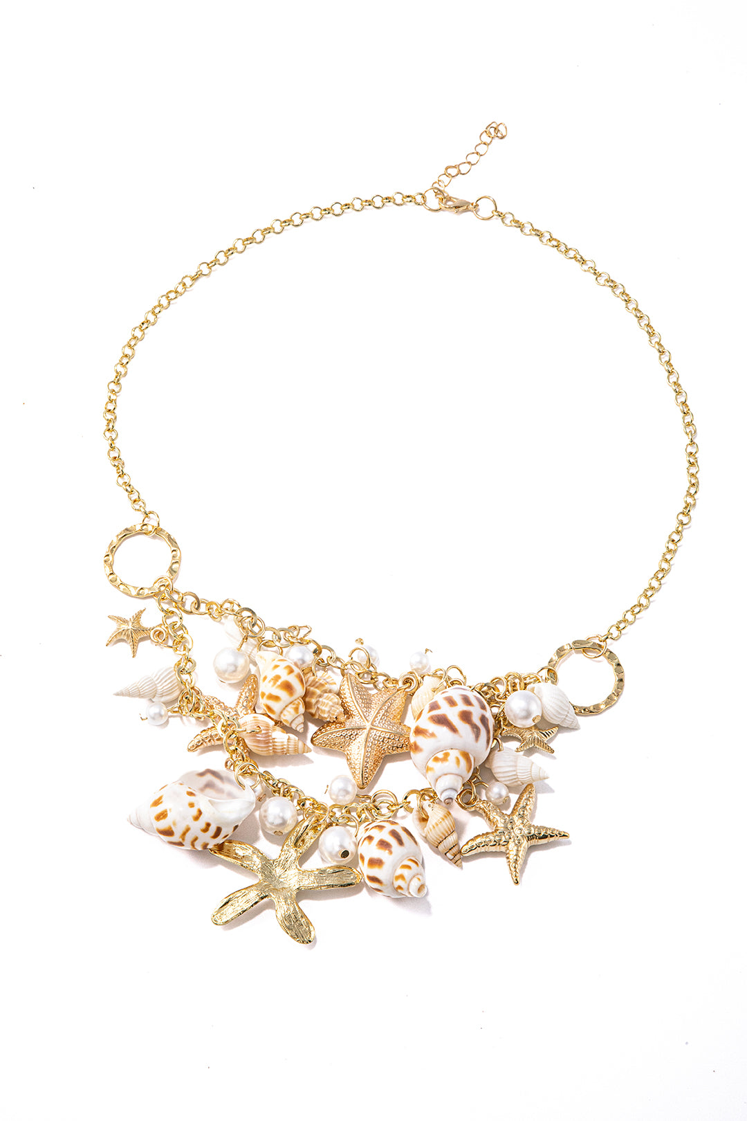 Seashell And Starfish Charm Necklace