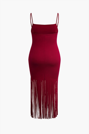 Plus Size Fringe Cami  Midi Dress
