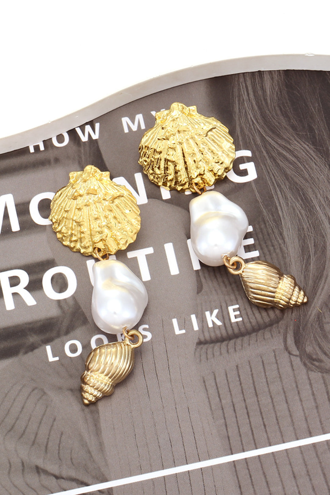 Seashell Pearl Drop Earrings
