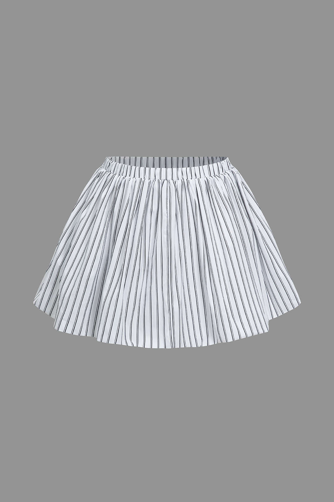 Basic Stripe Print Puff Mini Skirt