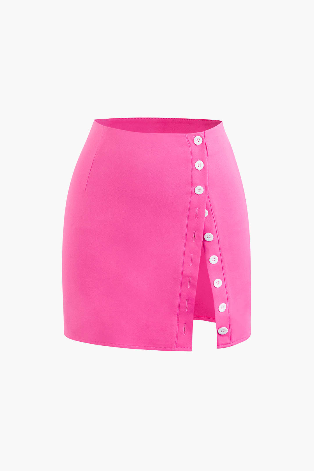 Short Sleeve Shirt And Buttoned Mini Skirt Set