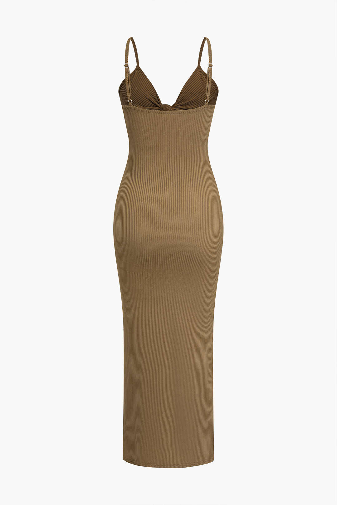 Solid Cut Out Knot Slit Tie-Up Midi Dress