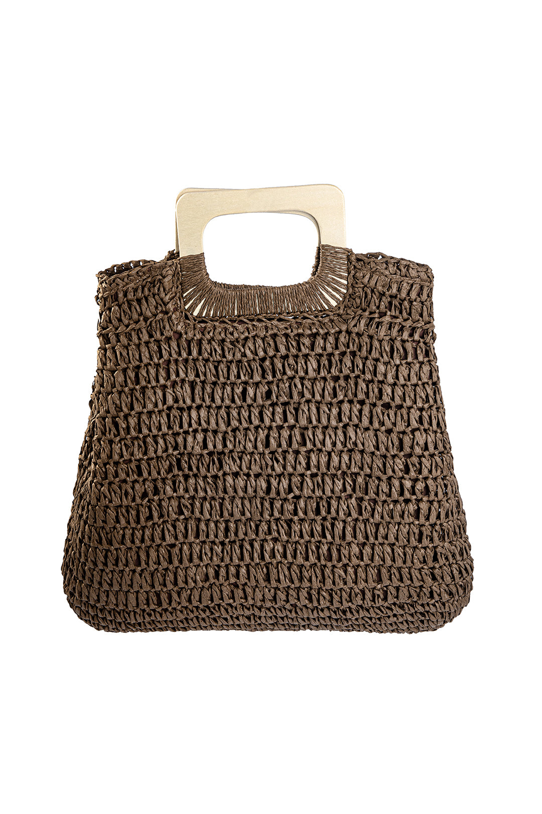Square-Shaped Woven Straw Tote Bag