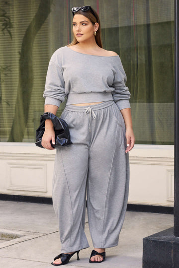 Plus Size Tie-Up Barrel Trousers