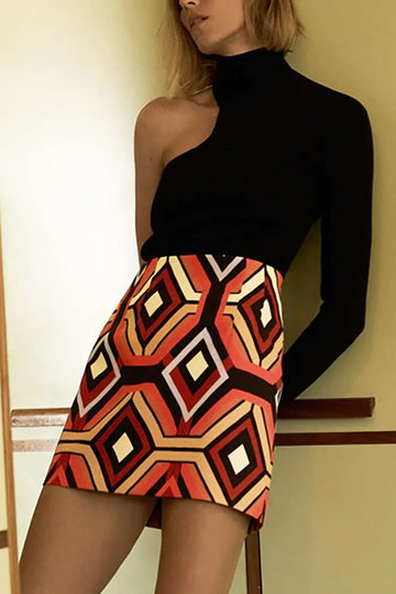 Geometric Pattern Mini Skirt