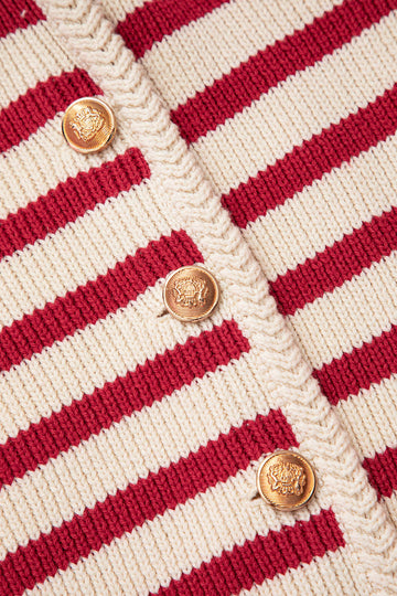 Stripe V-neck Button Up Knit Cardigan