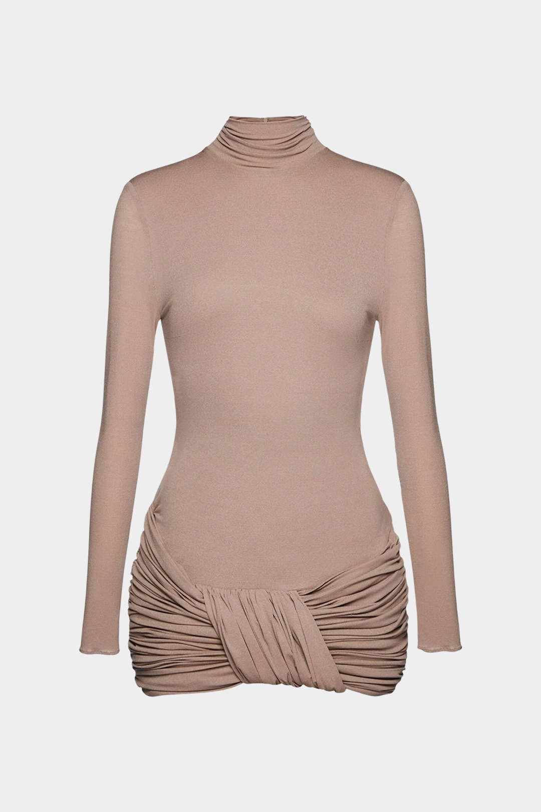 Twist Knot Ruched Long Sleeve Mini Dress