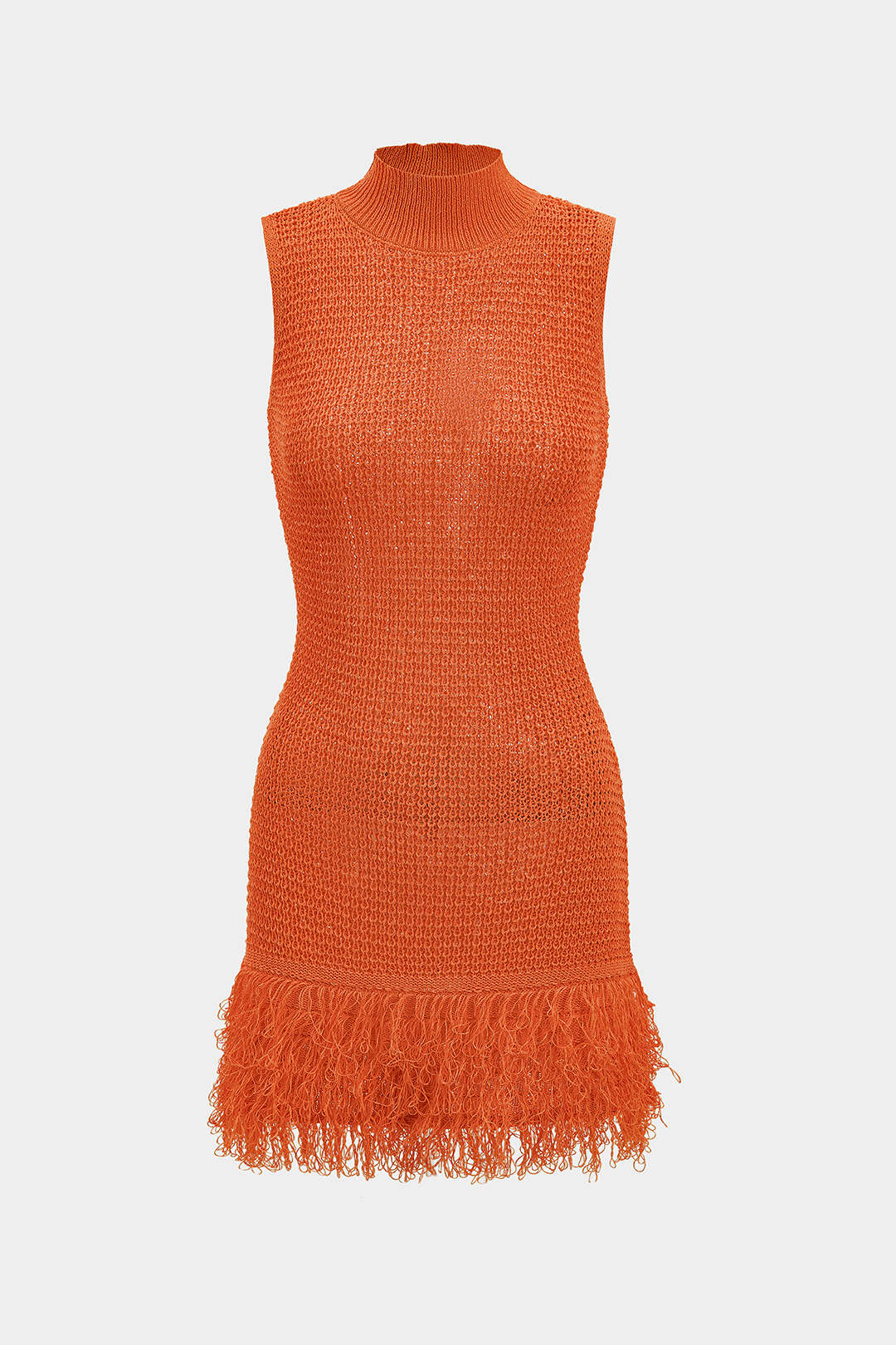 Knit Fringe Sleeveless Mini Dress Micas Knit Fringe Sleeveless Mini Dress Micas