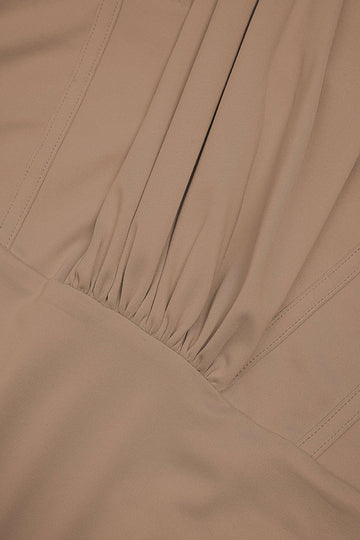 Asymmetrical Ruched Corset Zipper Long-Sleeve Bodysuit