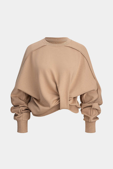 Round Neck Twist Knot Long Sleeve Sweatshirt