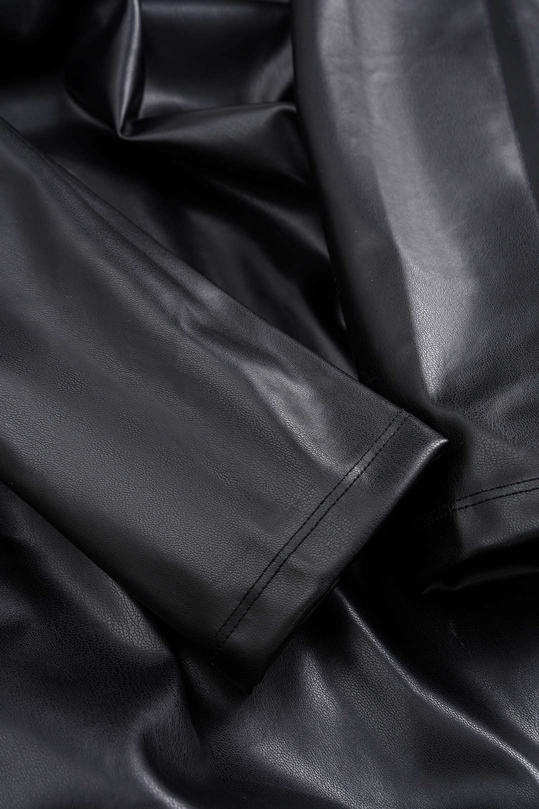 Faux Leather Chain Off Shoulder Long Sleeve Mini Dress