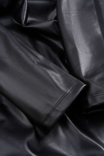 Faux Leather Chain Off Shoulder Long Sleeve Mini Dress