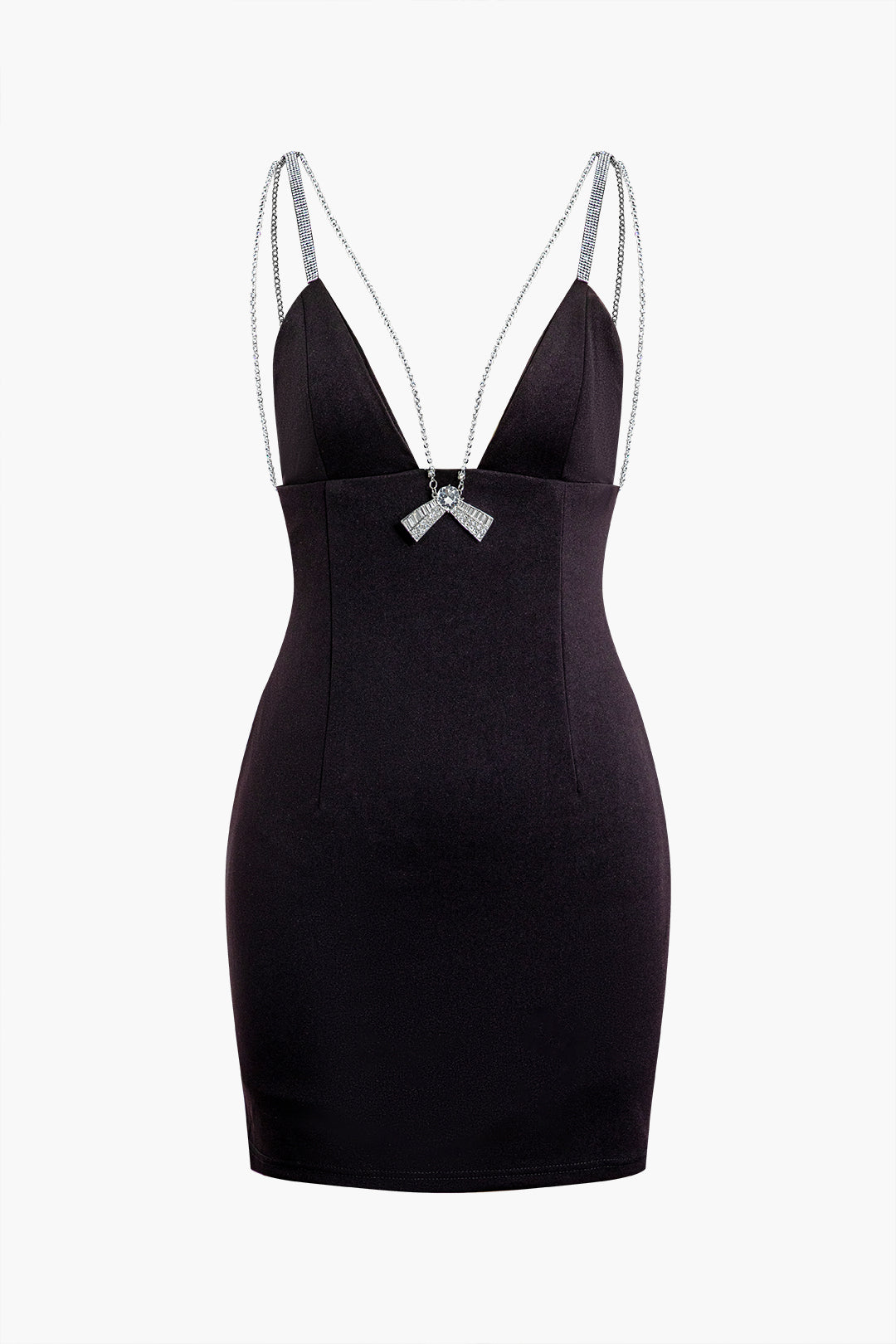 Rhinestone Detail V-neck Slip Mini Dress