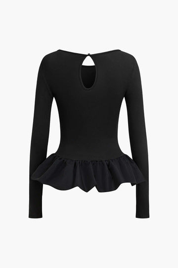 Puff Hem Long-Sleeve Top