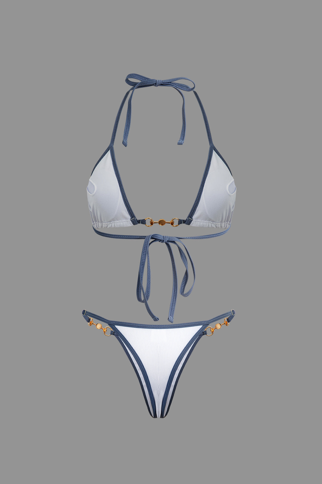 Pearl Detail Halter 2-piece Bikini Set