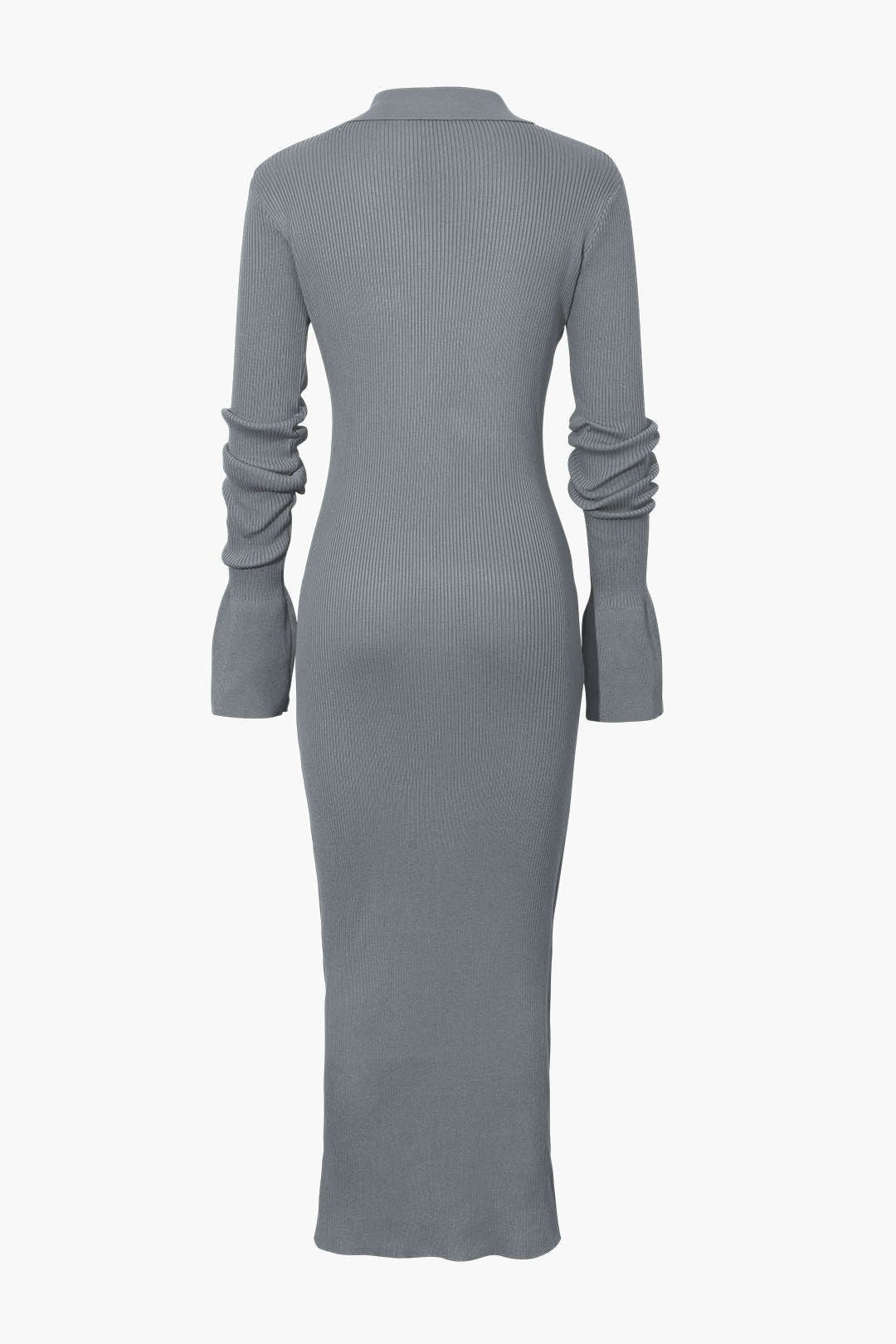 Shell Sleeve Ribbed Buttons Down Maxi Dress Mesh Micas Shell Sleeve Ribbed Buttons Down Maxi Dress Mesh Micas