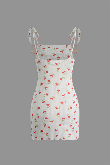 Floral Print Tie Strap Mini Dress