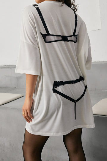 Bikini Print Round Neck Mini T-shirt Dress