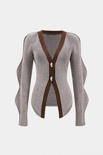 Cardigan à bouton en tricot solide