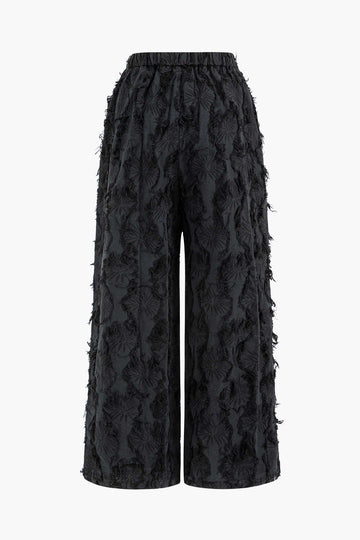 Textured Wide-Leg Pants