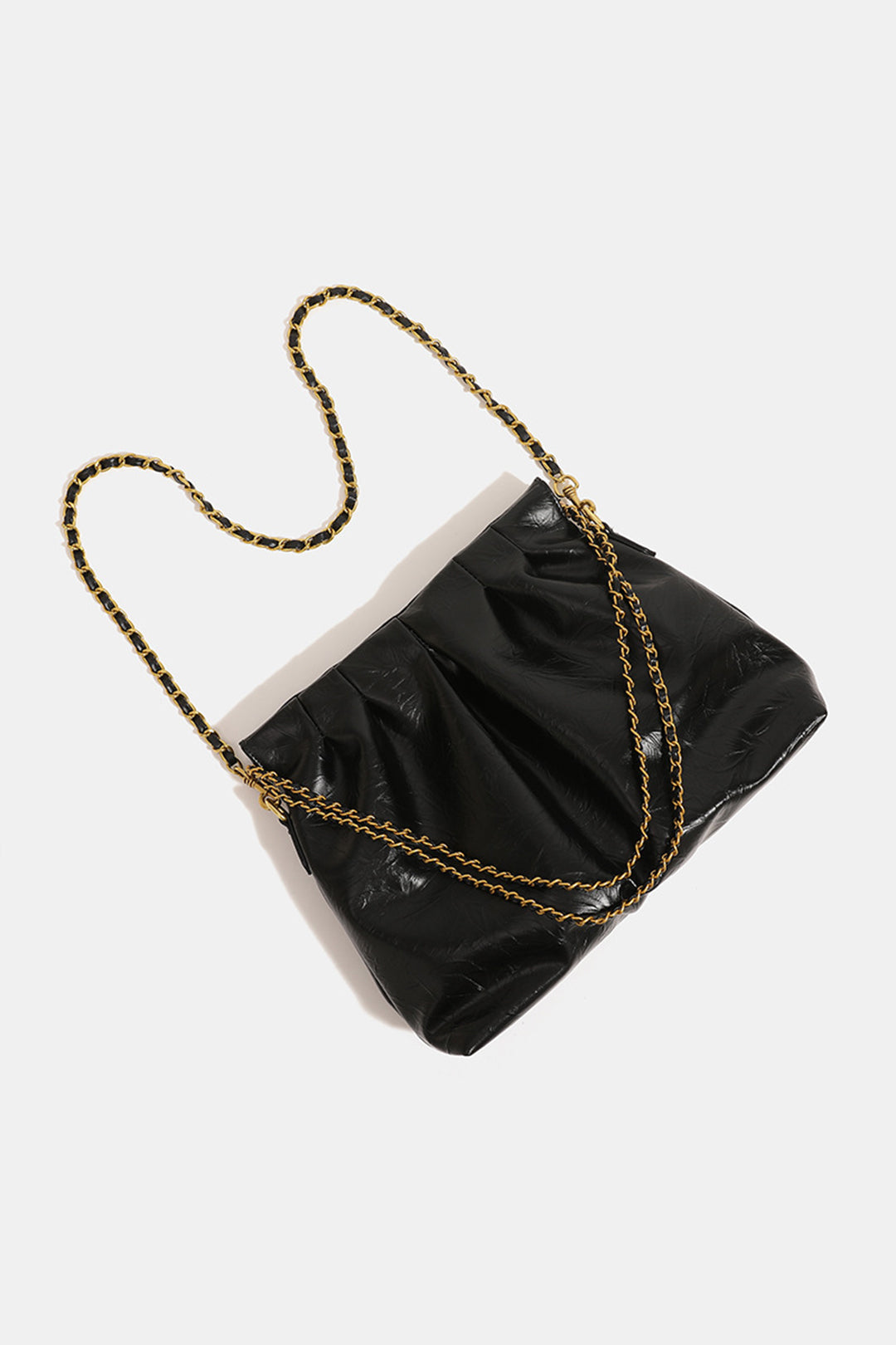 Texture Ruched Metal Chain Tote Bag