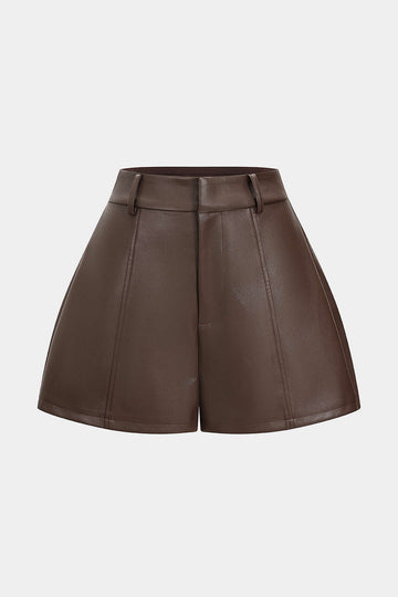 Faux Leather High Waist Wide Leg Shorts