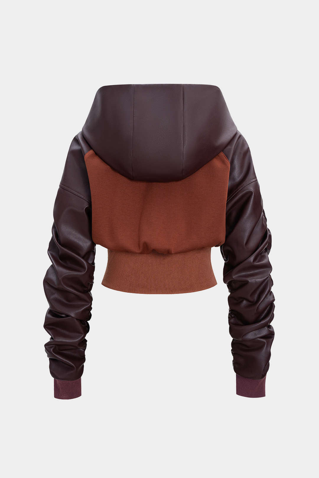 Faux Leather Patchwork Hoodie