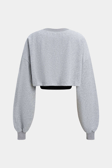 Contrast Asymmetrical Long Sleeve Sweatshirt