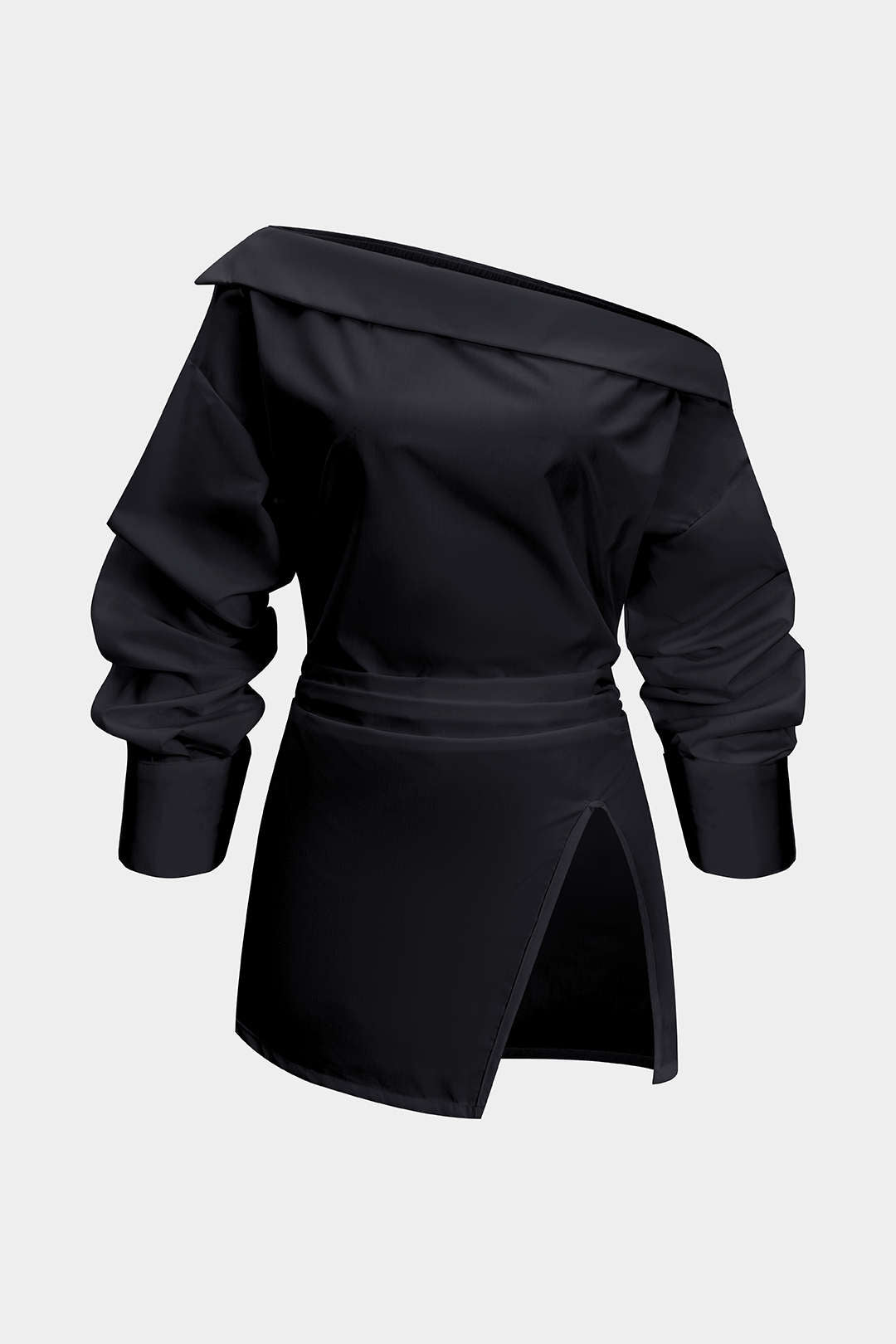 Off Shoulder Ruched Long-Sleeve Shirt