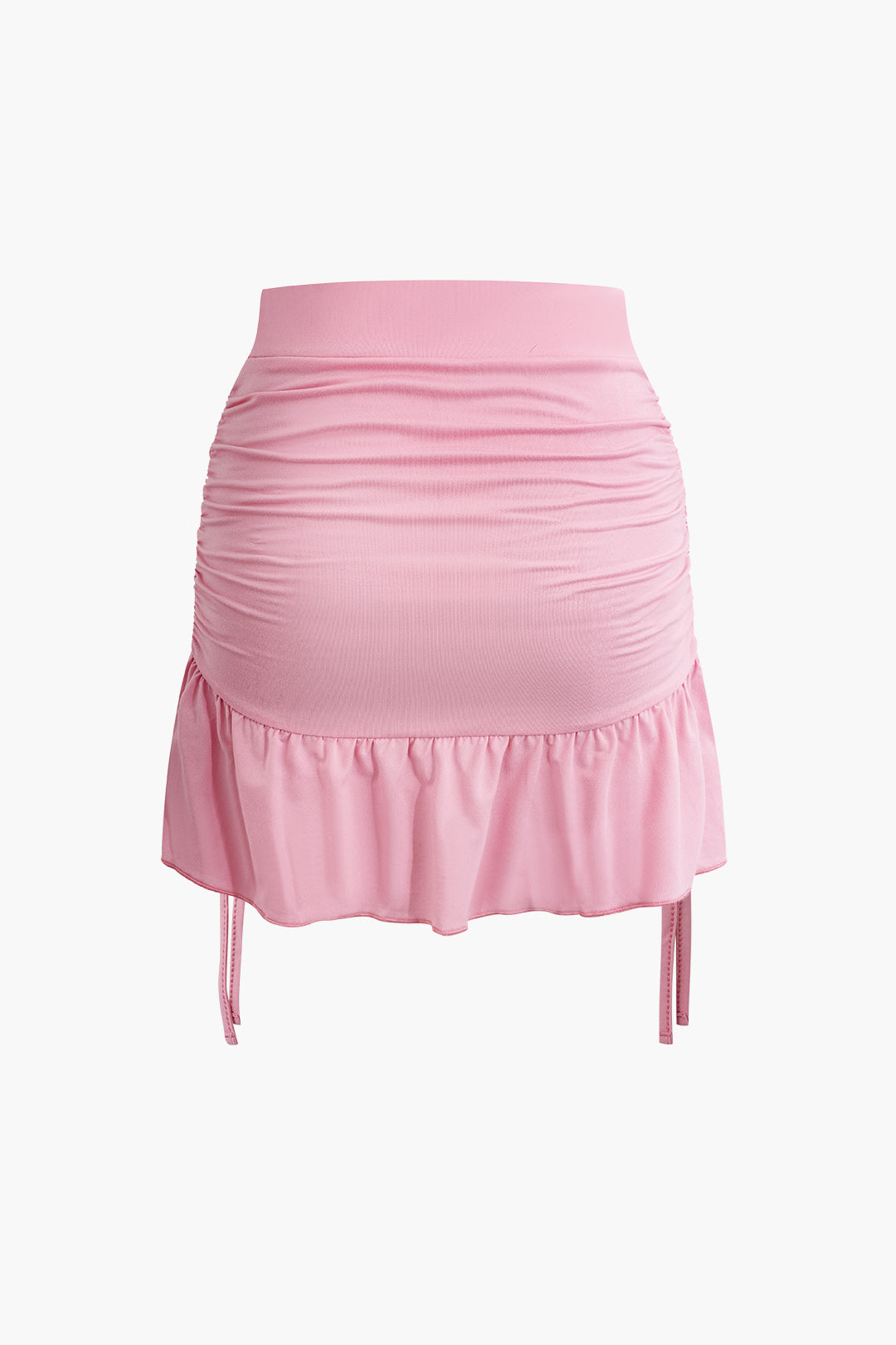 Ruched Ruffle Hem Mini Skirt