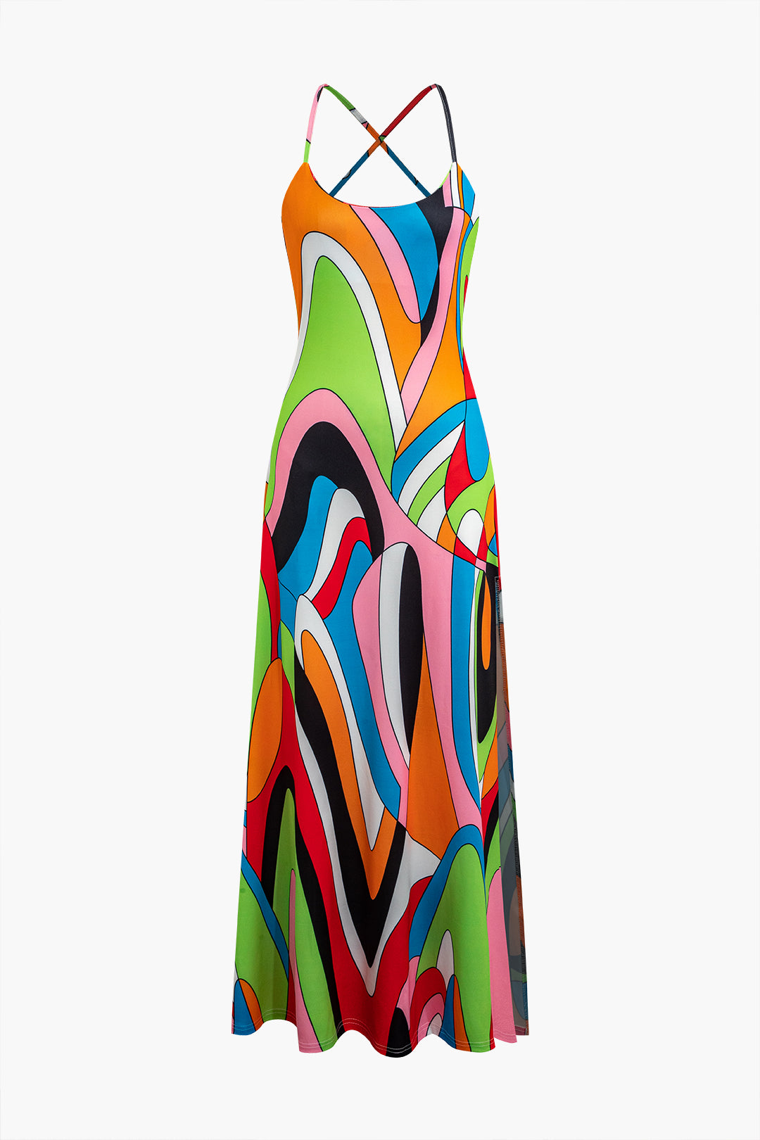 Abstract Print Slip Maxi Dress