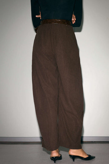 Faux Leather Patchwork Zipper Wide Leg Pocket Barrel Trousers