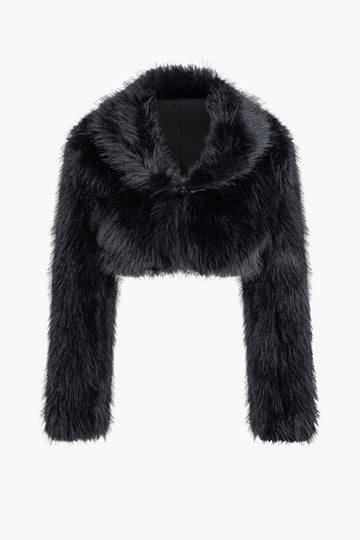 Faux Fur Collared Crop Coat