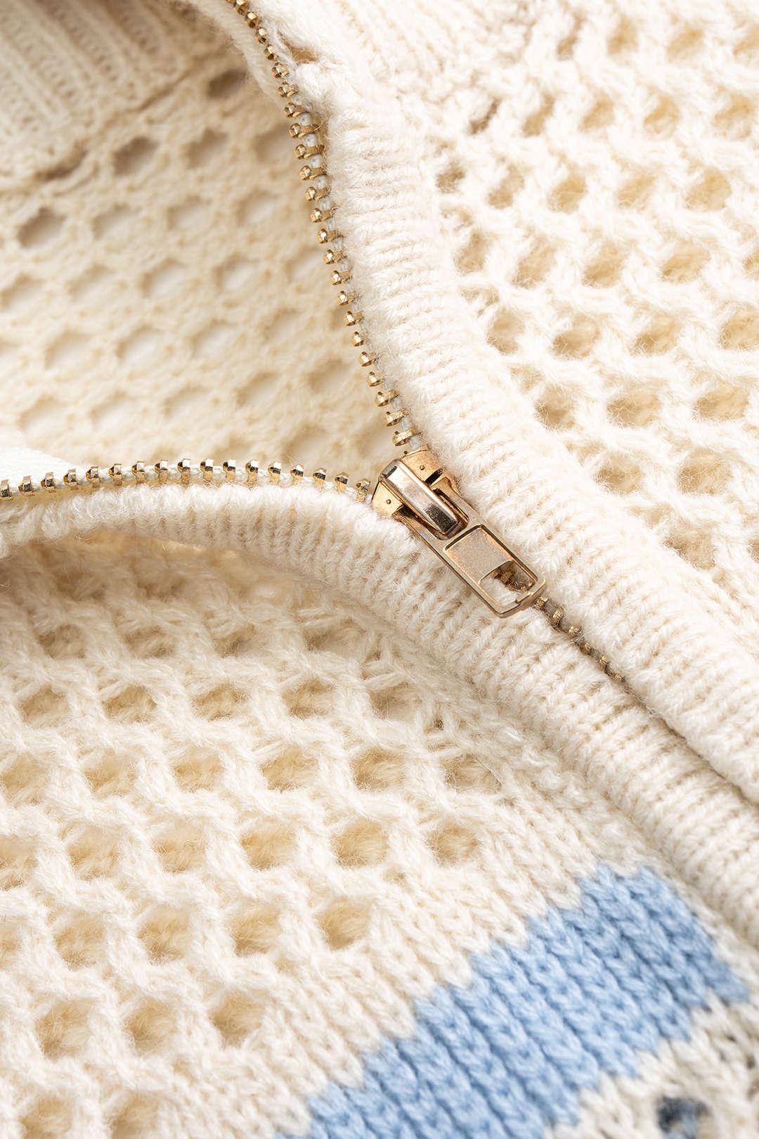 Knit Contrast Cut Out Zipper Cardigan