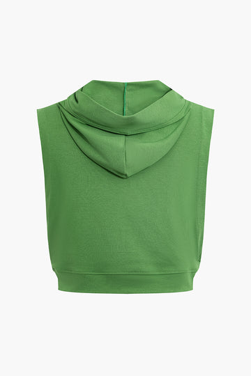 Sleeveless Side Cut Out Hooded Sweatshirt