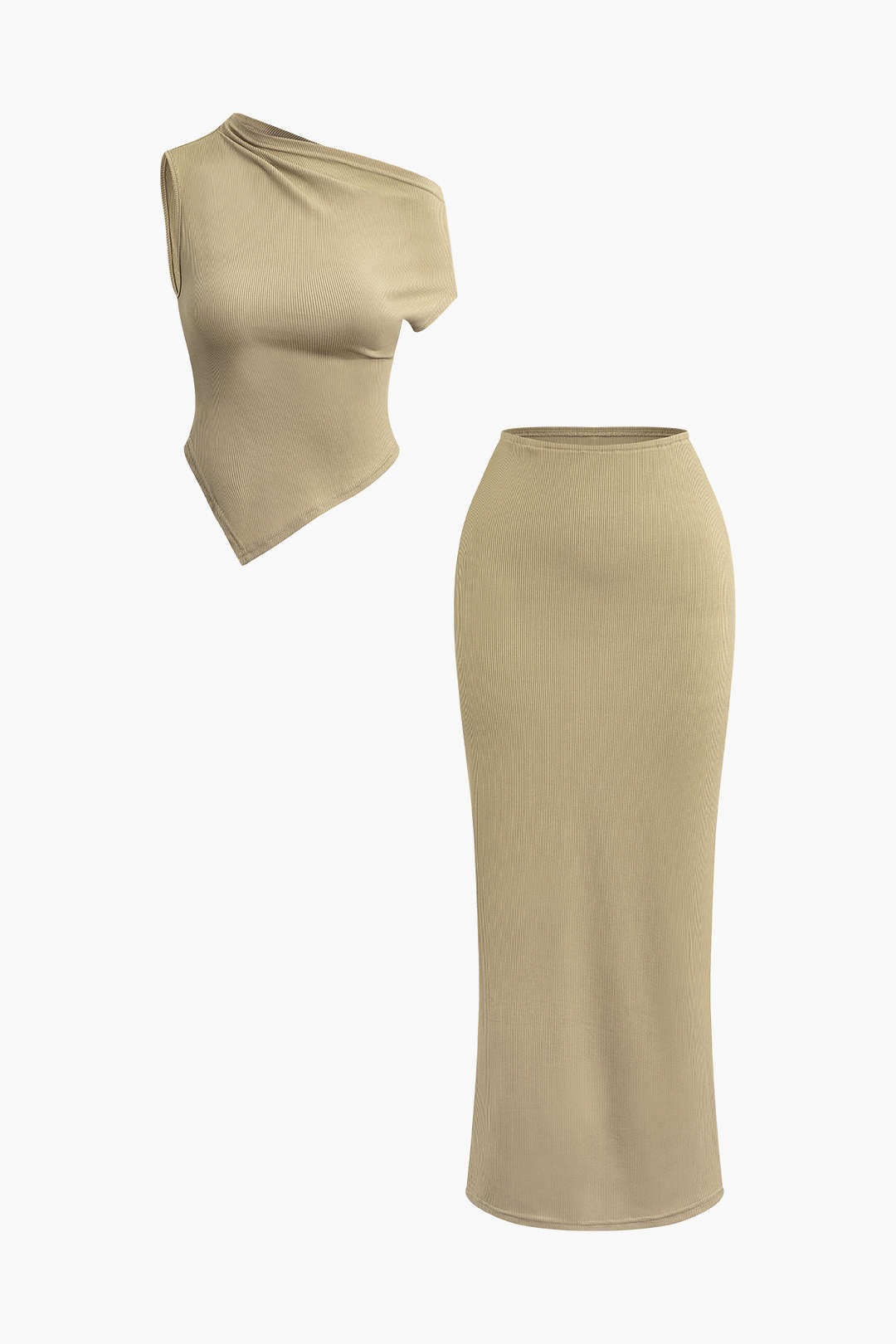 Asymmetrical Twist Top And High Waist Maxi Skirt Set
