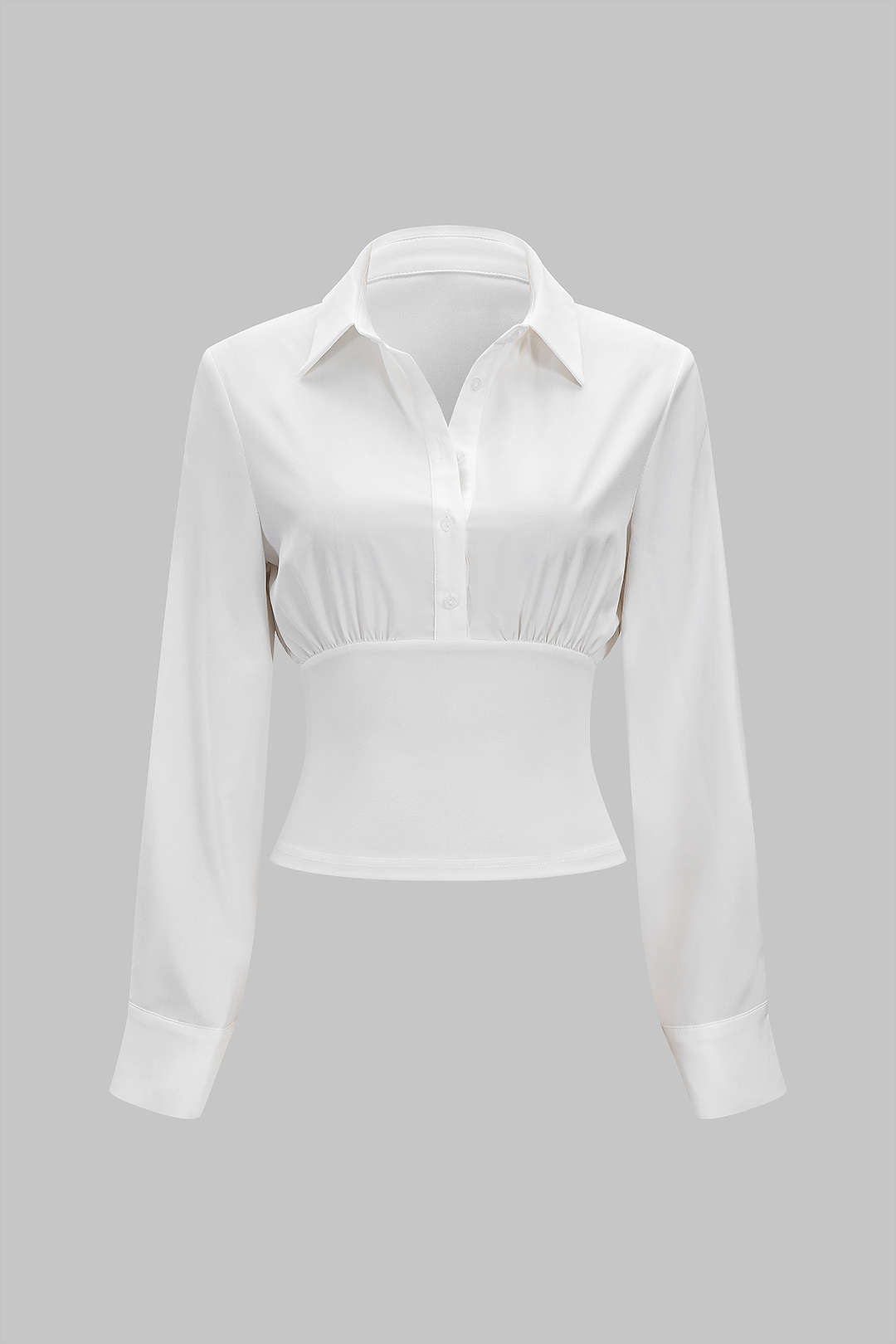 Solid Ruched Long-Sleeve Shirt