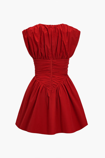 Solid Ruched Mini Dress