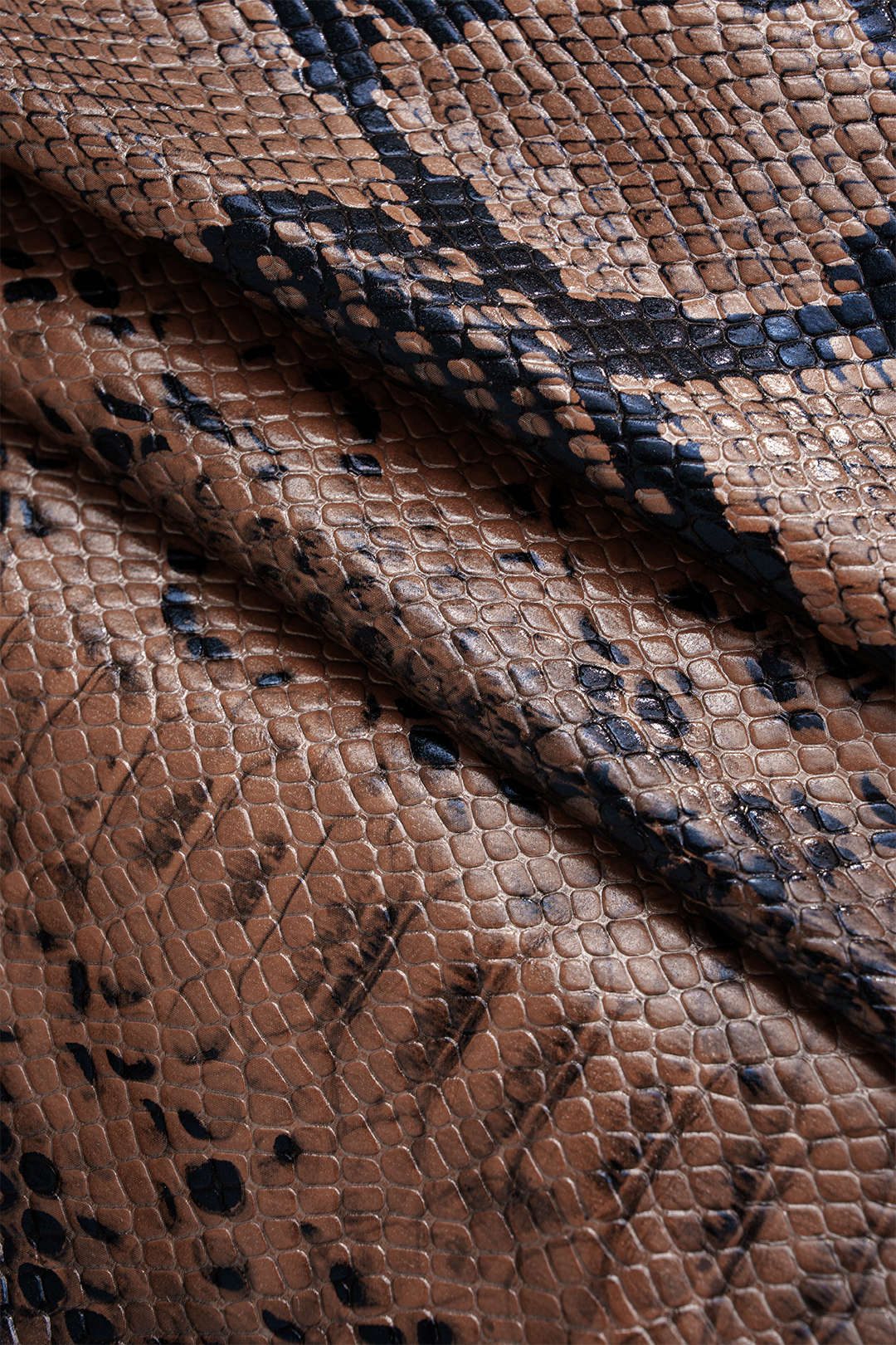 Snake Skin Print Faux Leather Skirt