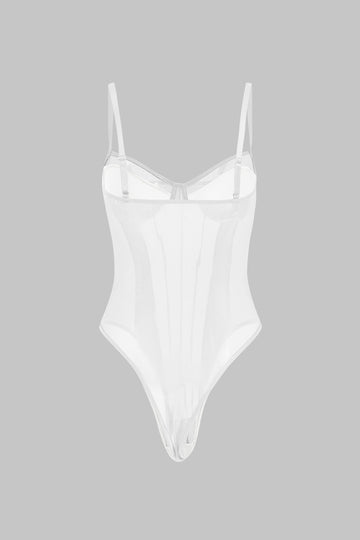 Mesh rygglöst ren lapptäcke korsett slip bodysuit