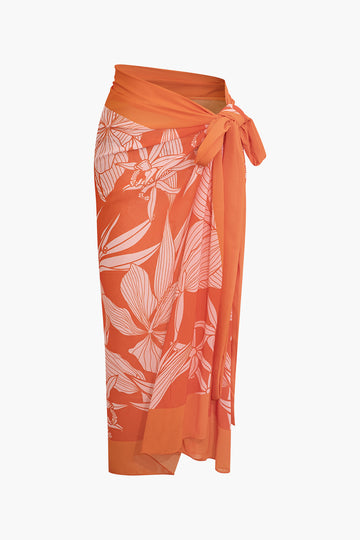 Floral Print Knot Side Wrap Maxi Skirt