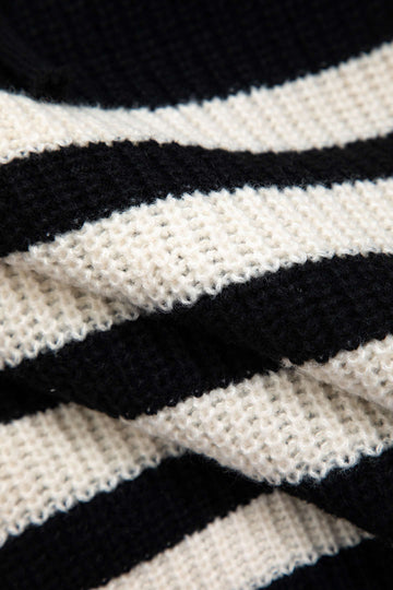 Stripe Half Zipper Lapel Sweater